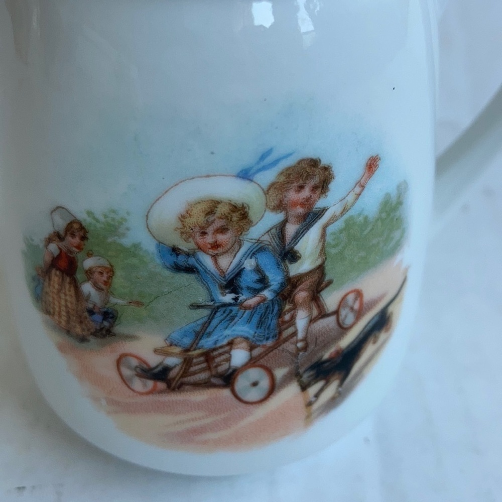 Vtg Germany child's white pitcher dog play - Picture 3 of 12